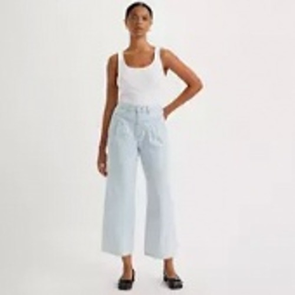 Levi's Women's Premium Women Baggy Featherweight Wide Leg Jeans Blue‎ 30x26 NWOT